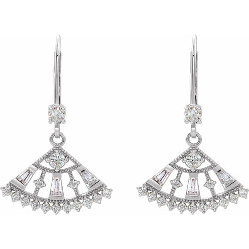 14K White 3/4 CTW Natural Diamond Fan Earrings