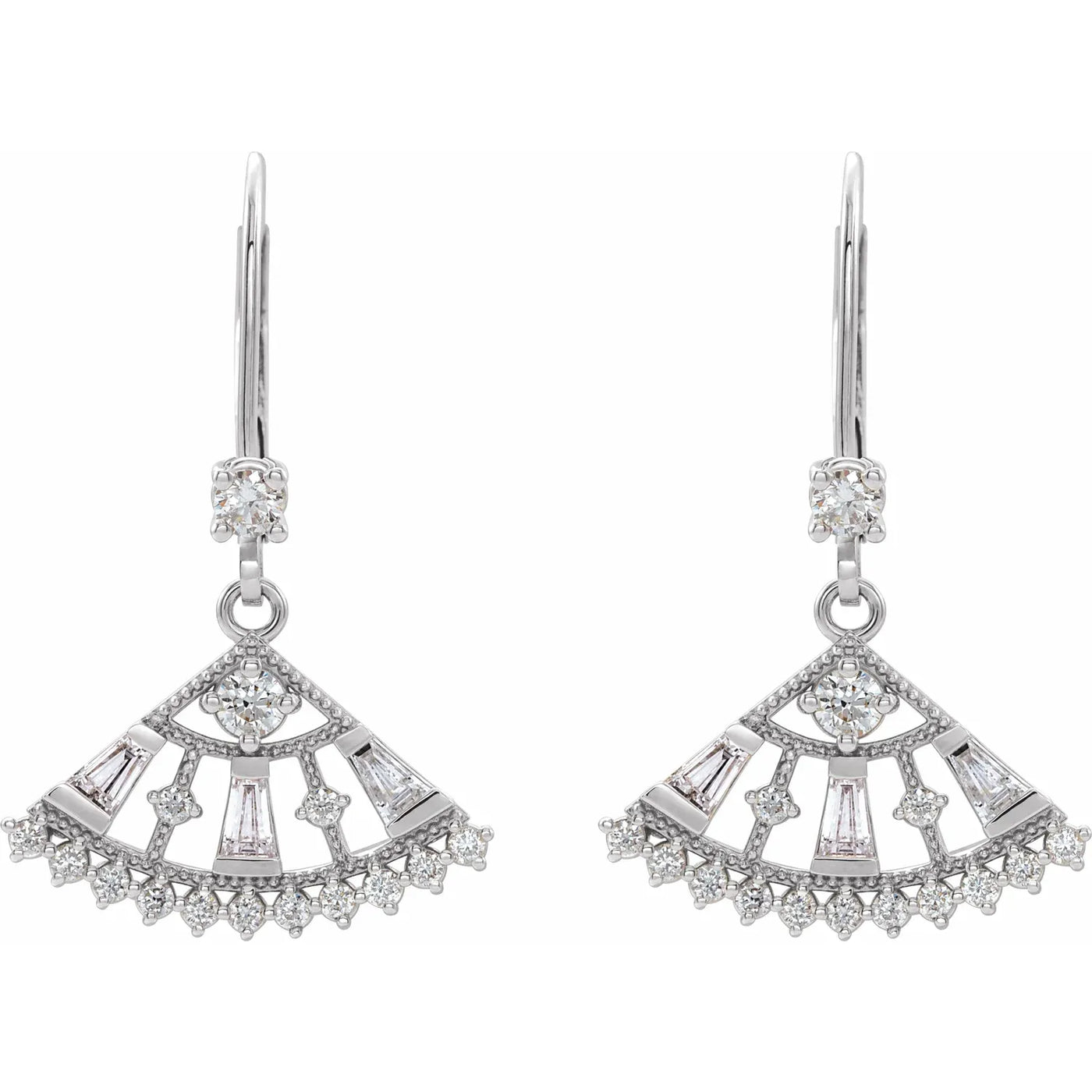 14K White 3/4 CTW Natural Diamond Fan Earrings