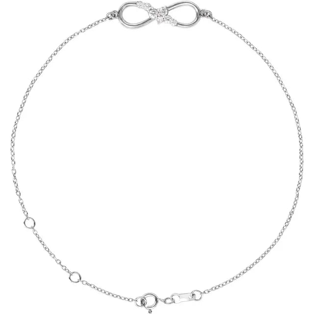 14K White 1/8 CTW Natural Diamond Infinity Bracelet