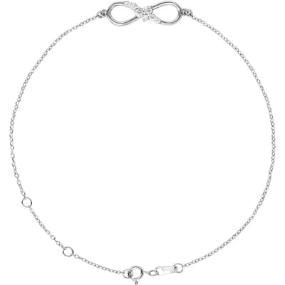 14K White 1/8 CTW Natural Diamond Infinity Bracelet