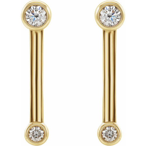 14K Yellow 1/5 CTW Natural Diamond Bezel-Set Bar Earrings