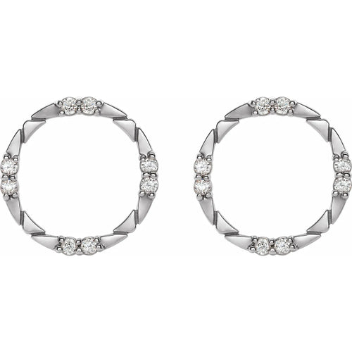 14K White 1/5 CTW Natural Diamond Geometric Earrings