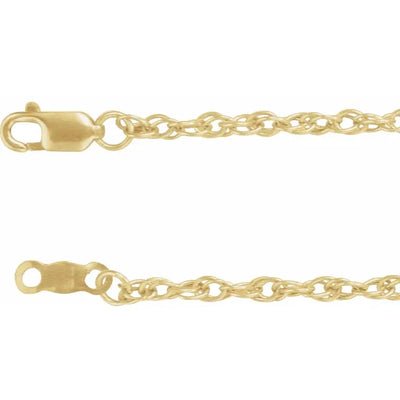 18K Yellow 2 mm Rope 18" Chain