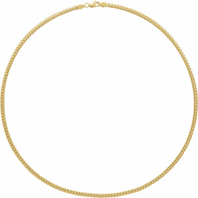 14K Yellow 3.3 mm Cuban Link Curb 18" Chain