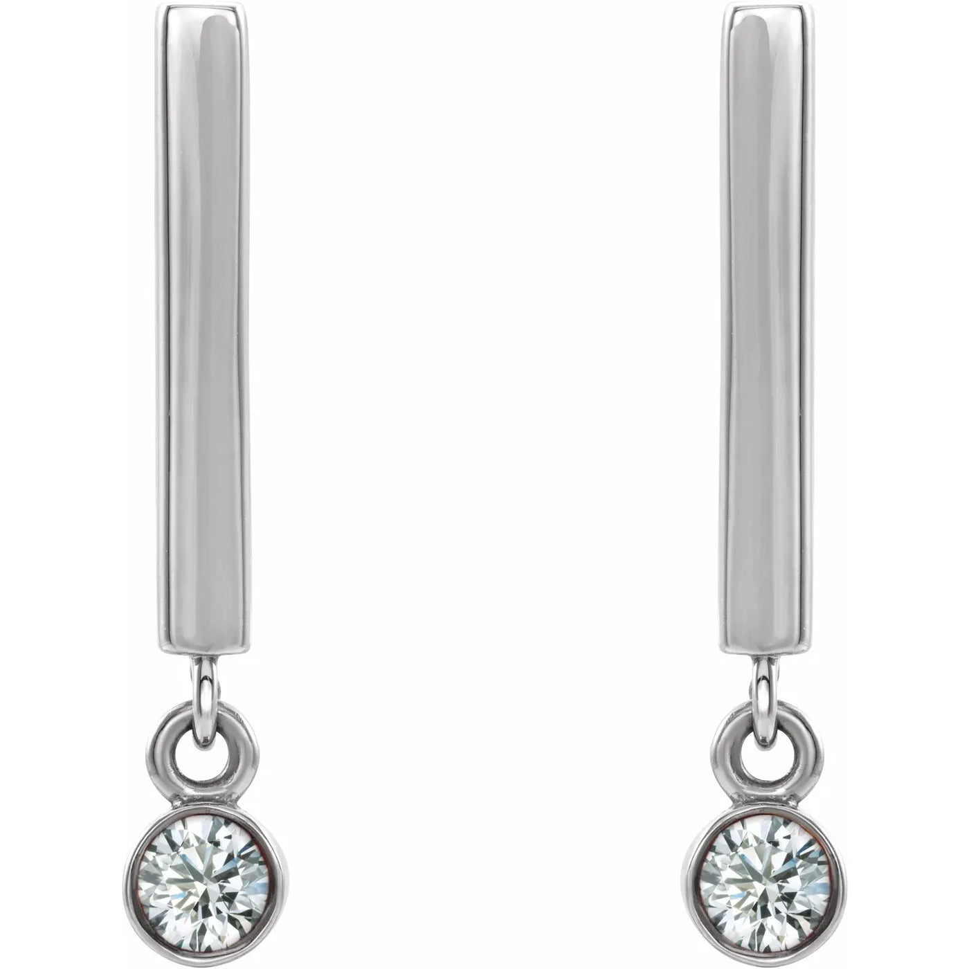 14K White 1/8 CTW Natural Diamond Bar Earrings