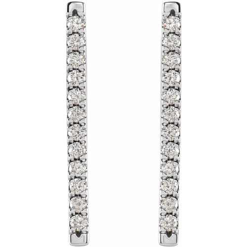 14K White 1/3 CTW Natural Diamond French-Set Bar Earrings