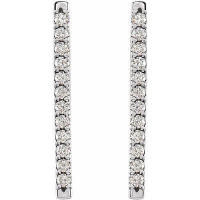 14K White 1/3 CTW Natural Diamond French-Set Bar Earrings