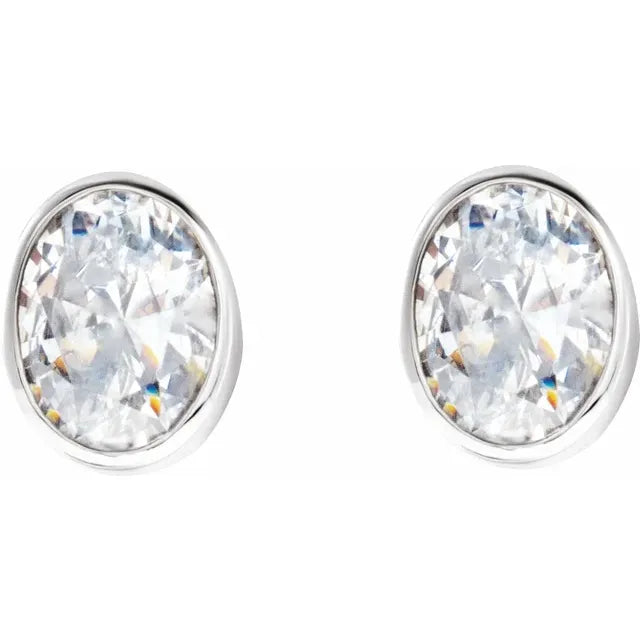 14K White 1/3 CTW Natural Diamond Bezel-Set Earrings