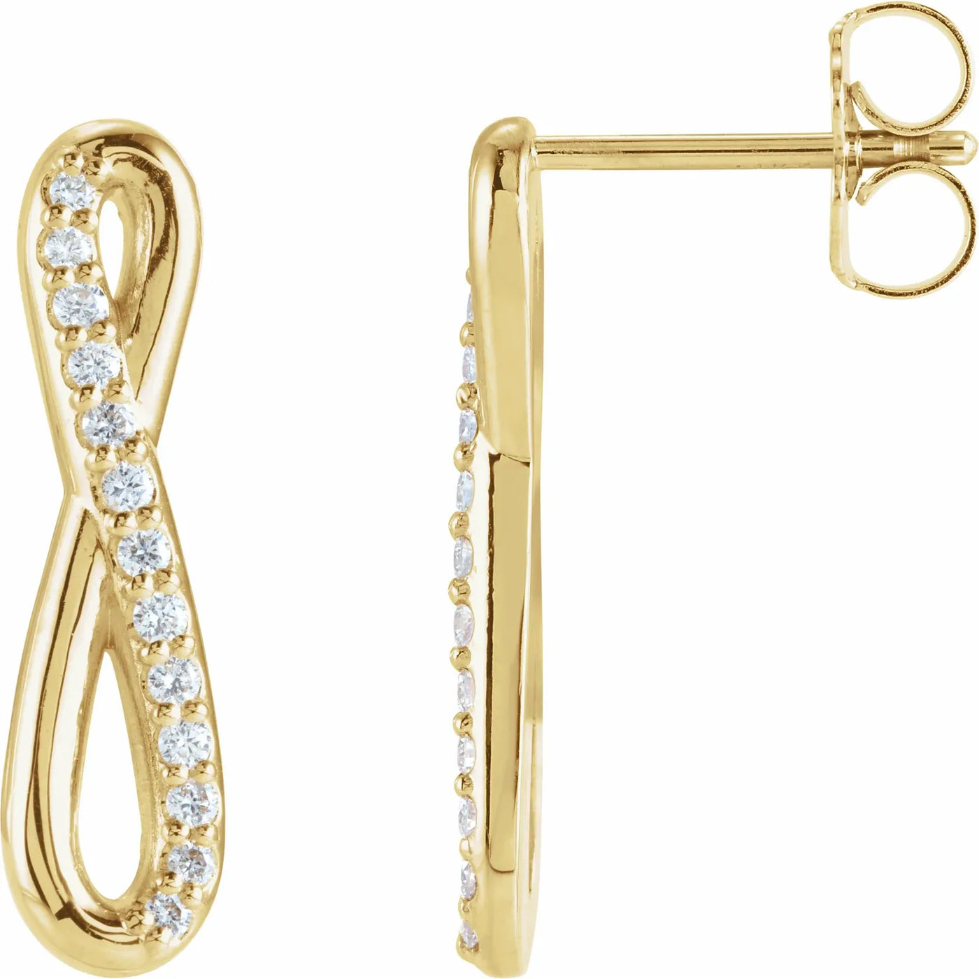 14K Yellow 1/8 CTW Natural Diamond Infinity-Inspired Earrings