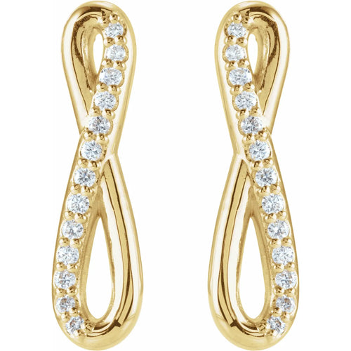14K Yellow 1/8 CTW Natural Diamond Infinity-Inspired Earrings