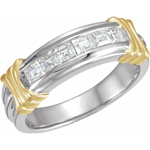 3 x 3 mm 3x3 mm Square Mens Six-Stone Band Mounting