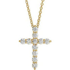 14K Yellow 3/8 CTW Natural Diamond Cross 16-18" Necklace