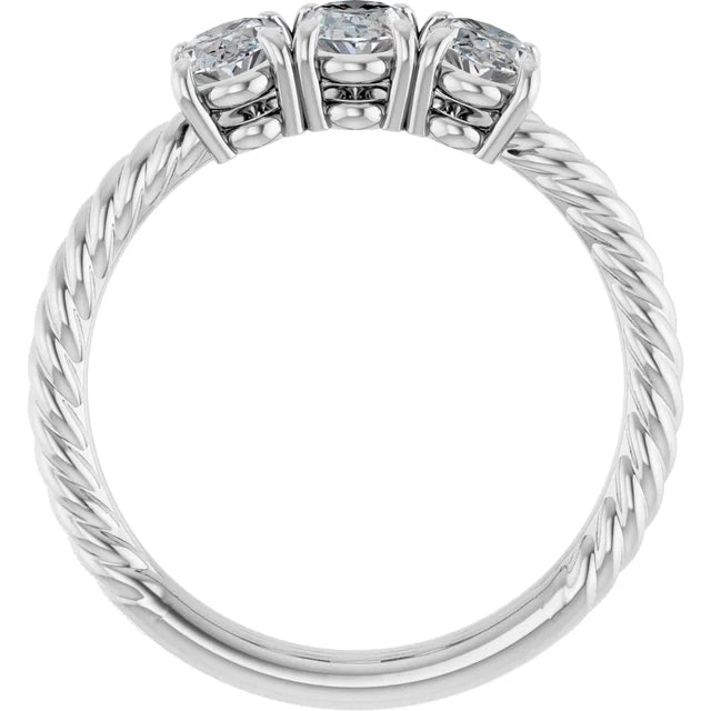14K White 3 CTW Lab-Grown Diamond Three-Stone Ring