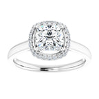 14K White Gold 6 mm Cushion Halo-Style Engagement Ring