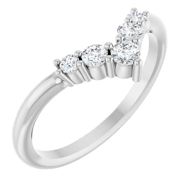 14K White 1/4 CTW Lab-Grown Diamond Graduated V Ring