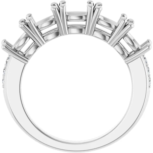 14K White 5-Stone .08 CTW Lab-Grown Diamond Semi-Set Family Ring