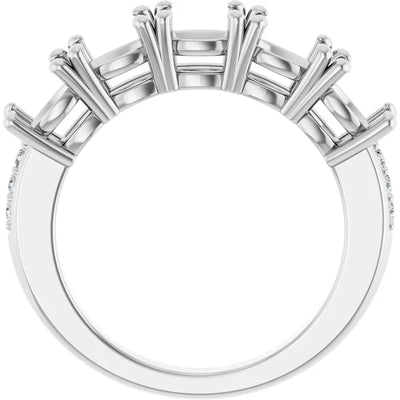 14K White 5-Stone .08 CTW Lab-Grown Diamond Semi-Set Family Ring