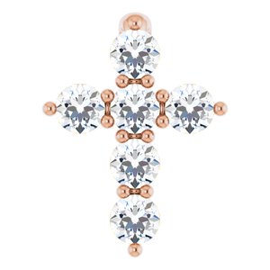 14K Rose 1/6 CTW Natural Diamond Cross Pendant