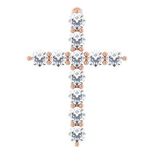 14K Rose 1/4 CTW Natural Diamond Cross Pendant