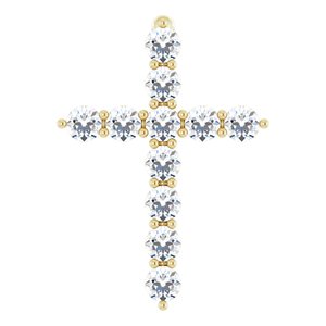 14K Yellow 1/4 CTW Natural Diamond Cross Pendant