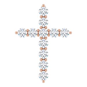 14K Rose 3/8 CTW Natural Diamond Cross Pendant