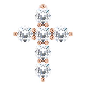 14K Rose 1/4 CTW Natural Diamond Cross Pendant