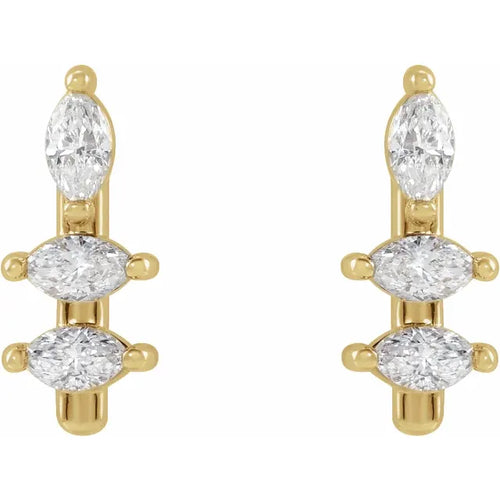 14K Yellow 1/5 CTW Natural Diamond Bar Earrings
