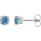 Sterling Silver 8 mm Lab-Grown Aqua Sapphire Stud Earrings