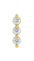 14K Yellow 1/4 CTW Natural Diamond Three-Stone Bar Single Earring