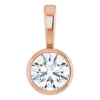 14K Rose 1/6 CT Natural Diamond Bezel-Set Solitaire Pendant