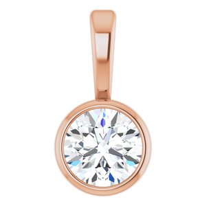 14K Rose 1/6 CT Natural Diamond Bezel-Set Solitaire Pendant