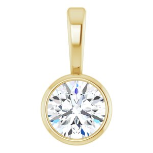 14K Yellow 1/6 CT Natural Diamond Bezel-Set Solitaire Pendant