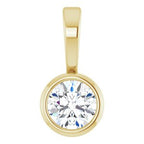 14K Yellow .06 CT Natural Diamond Bezel-Set Solitaire Pendant