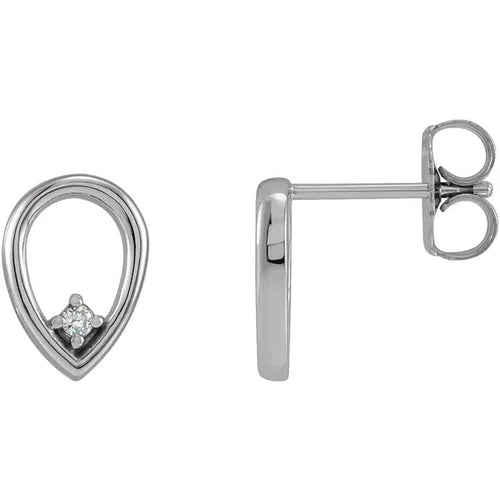 14K White .03 CTW Natural Diamond Geometric Earrings