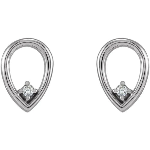 14K White .03 CTW Natural Diamond Geometric Earrings