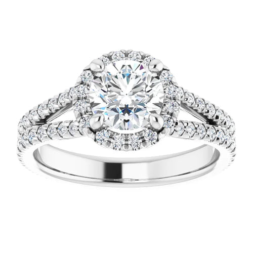 14K White Gold   5/8 CTW Natural Diamond Semi-Set French-Set Engagement Ring