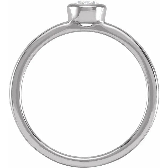 14K White 1/2 CT Lab-Grown Diamond Bezel-Set Ring