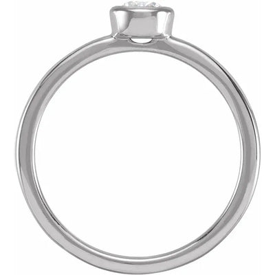 14K White 1/2 CT Lab-Grown Diamond Bezel-Set Ring