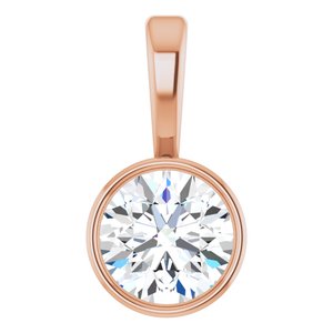 14K Rose 1/4 CT Natural Diamond Bezel-Set Solitaire Pendant