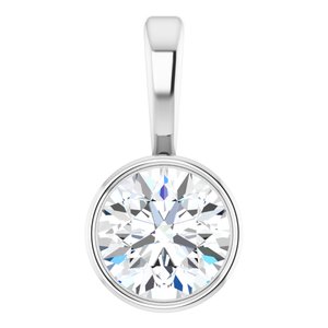 Sterling Silver 1/4 CT Natural Diamond Bezel-Set Solitaire Pendant