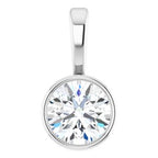 14K White 1/4 CT Natural Diamond Bezel-Set Solitaire Pendant