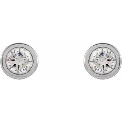 14K White .06 CTW Natural Diamond Micro Bezel-Set Earrings