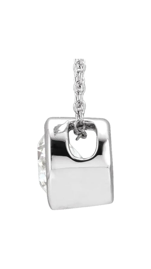 14K White 1 CT Lab-Grown Diamond Solitaire 16-18" Necklace
