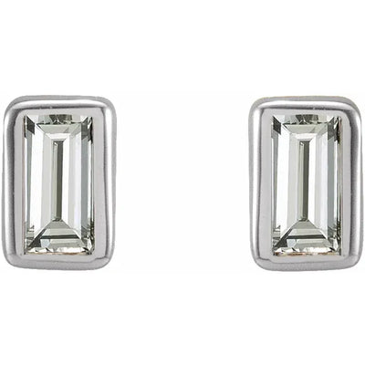14K White .07 CTW Natural Diamond Bezel-Set Earrings