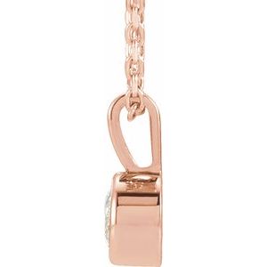 14K Rose 1/6 CT Natural Diamond Bezel-Set Solitaire 16-18" Necklace