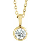 14K Yellow 1/4 CT Natural Diamond Bezel-Set Solitaire 16-18" Necklace