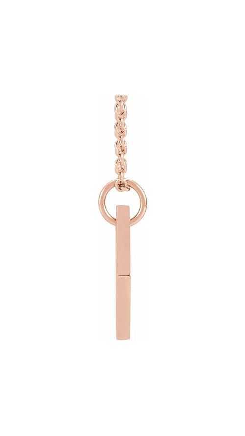 14K Rose .005 CT Natural Diamond Rhombus 16-18" Necklace
