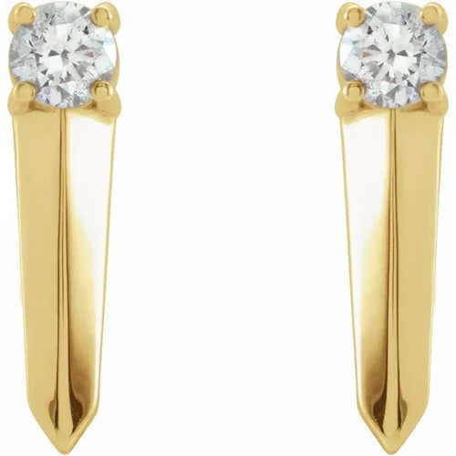 14K Yellow 1/6 CTW Natural Diamond Knife-Edge Bar Earrings
