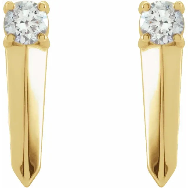 14K Yellow 1/6 CTW Natural Diamond Knife-Edge Bar Earrings