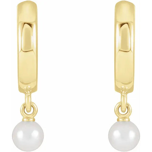 14K Yellow Cultured Seed Pearl Hoop Earrings